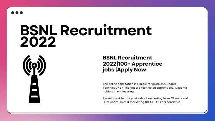 BSNL Recruitment 2022100+ Apprentice jobs Apply Now (1)